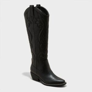 New🔥Black Western Knee-High Boots👢